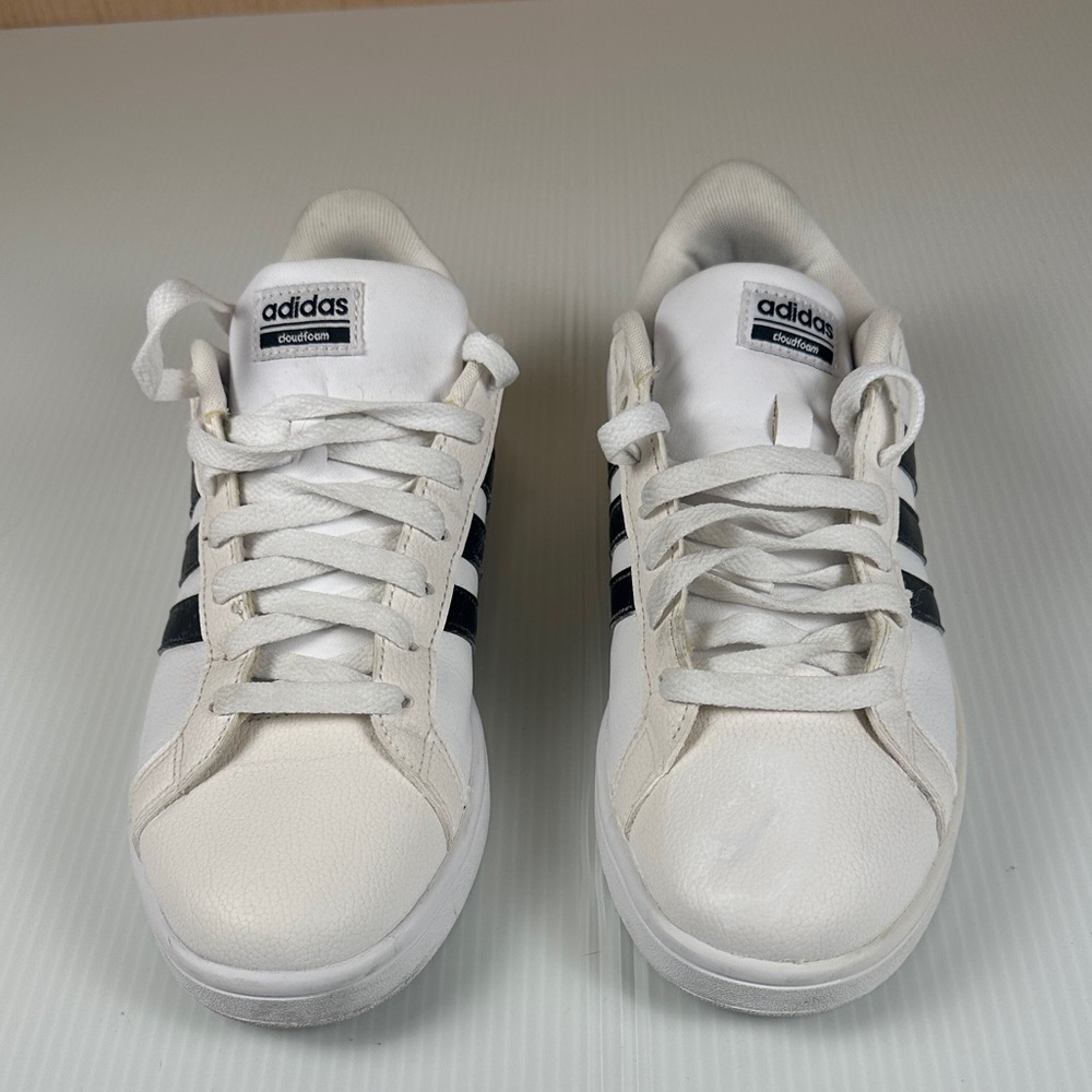 Adidas Men's White and Black Striped Sneakers